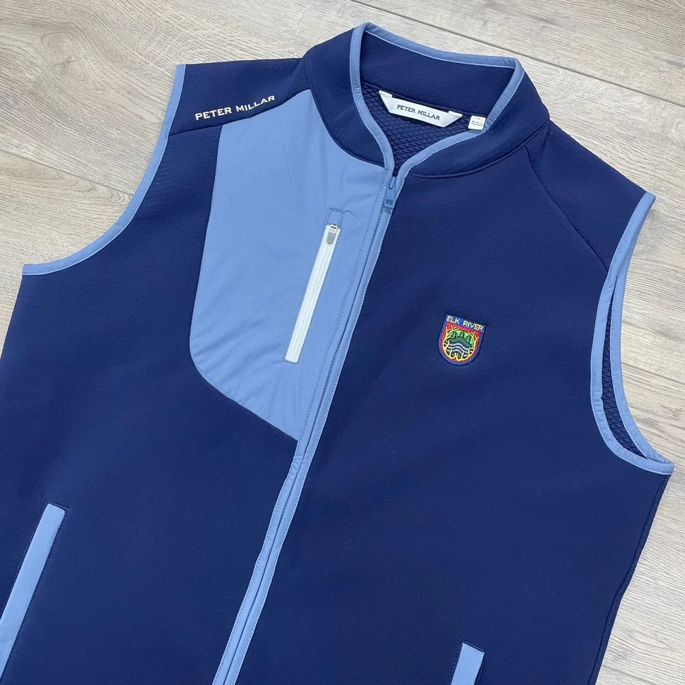 Peter Millar Squallblock Vest Mens M Blue Elk River Golf Softshell MS24EZ40